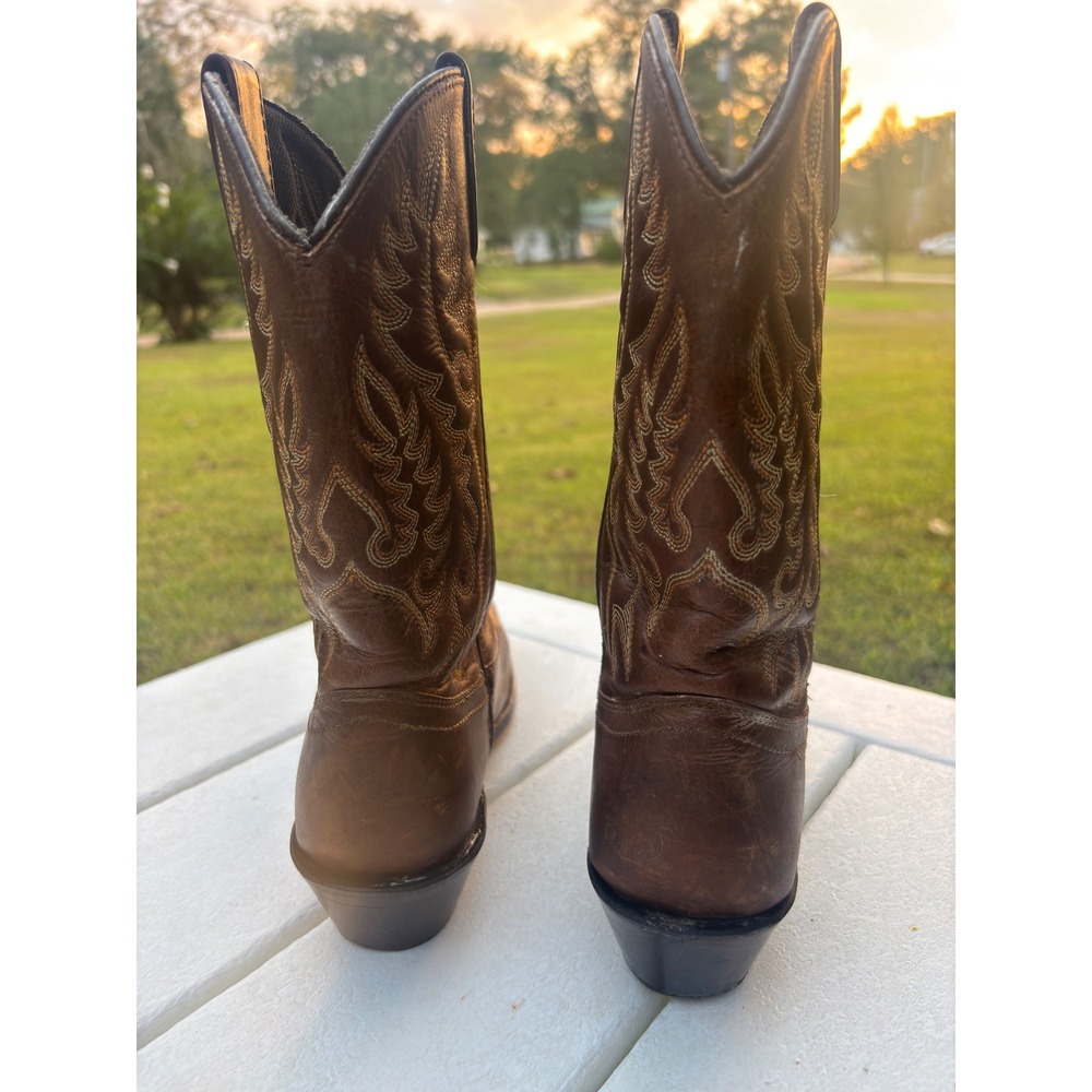 Laredo Brown Leather Western Cowboy Boots Pointed Toe 51094 Mens 7 M - Picture 4 of 6